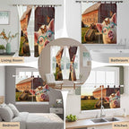 Farm Pig Living Room Curtains 84 Inch Length, Window Curtains Tab Top, Farmhouse Barn Funny Animals Butterfly Light Filtering Window Treatments Drapes 42"x84" 2 Panel