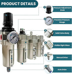 Upgraded 3/4" NPT Heavy Duty Industrial Grade 4 Stage Air Drying System, Particulate Filter, Coalescing Filter, Desiccant Dryer & Air Regulator - for Plasma Cutter, Paint Spray（Auto Drain）