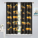 Kids Construction Window Curtains, Construction Machinery Equipment Mode of Transport Bulldozer Tractor Windows Curtain for Children Teens Room Decor 63x63in (30% Blackout)