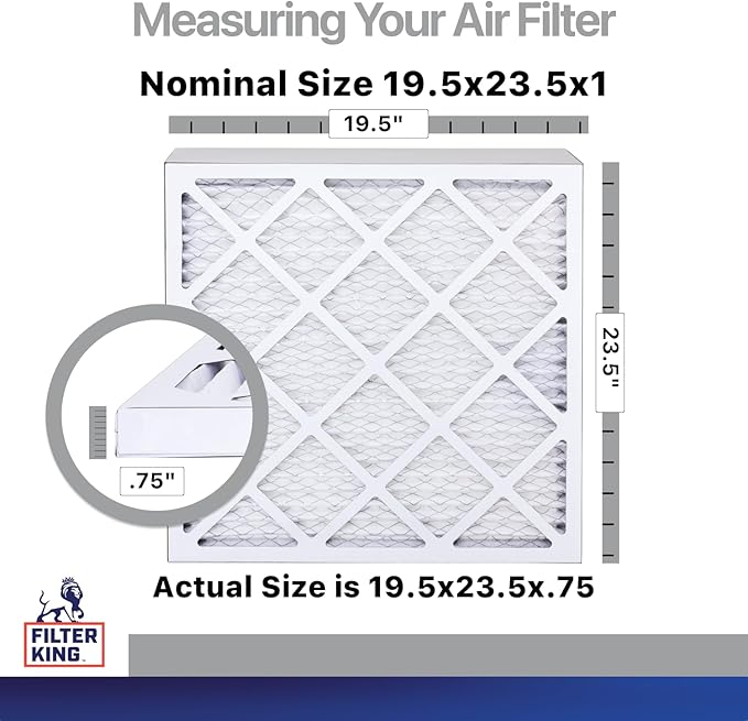 Filter King 19.5x23.5x1 Air Filter | 4-PACK | Carbon MERV 8 HVAC Pleated A/C Furnace Filters | MADE IN USA | Actual Size: 19.5 x 23.5 x .75"