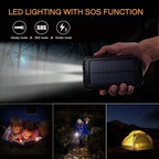 YELOMIN Solar Charger, 20000mAh Portable Type-C Solar Power Bank with 4 Cables, Waterproof Battery Pack, Outdoor External Backup Power Charger Six Outputs/LED Flashlights, Perfect for Camping Travel