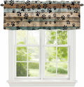 Dog Paws Valances for Windows, Teal Brown Wood Grain Kitchen Valance Light Filtering Rod Pocket Short Curtains for Kitchen Bathroom, 1 Panel, 54"x18"