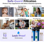 iSpring WGB22B-DS+AHPF12MNPT16X2 2-Stage Whole House Water Filter System w/ 3/4'' Push-Fit Braided Stainless Steel Hose Connectors, Reduces Scale, Corrosion, Chlorine, Taste, Odor