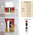 Cow Sunflowers Bathroom Curtains 63 Inch Length, Window Curtains Tab Top, Botanical Floral Leaves Bees Farm Barn Light Filtering Window Treatments Drapes 52"x63" 2 Panel