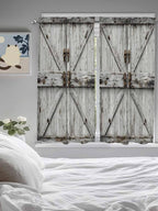 Vintage Gate Bedroom Curtains 63 Inches length, Farmhouse Wooden Grain Shabby Chic Door Window Treatment Curtain Drapes, Rod Pocket Curtain Panels for Living Room Kitchen, 42"x63", 2 Panels