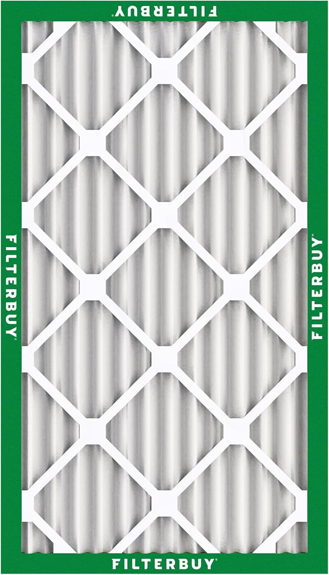 Filterbuy 12x24x2 Air Filter MERV 8 Essential Dust & Allergy Defense (6-Pack), Electrostatic Pleated HVAC AC Furnace Filters Replacement, Made in USA (Actual Size: 11.38 x 23.38 x 1.75)