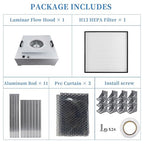 Vertical Laminar Flow-Hood Fan-Filter-Unit Yzzwer - FFU HEPA Filters for Class 100/ISO 5 Cleanliness in Clean Mycology and Mushroom Room 23.6" x 23.6" x 29" Working Area 110V
