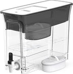 Waterdrop 35-Cup Slim Water Filter Dispenser, Large Capacity Water Filter Pitcher, 200-Gallon Long-Life, 5X Lifetime, Reduces Chlorine, PFOA/PFOS and More, BPA Free, Black (with 1 Filter)