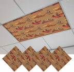 Cowboys Horses 4 Pcs Fluorescent Light Covers 4 x 2 Feet, Desert Ethnic Winds Brown Background Covers for Ceiling Lights Magnetic Light Cloth Filter for Classroom Office Home