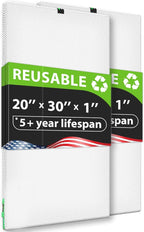 REair 20x30x1 Air filter Pro Kit, Washable and Reusable Air Filter 20x30x1 for AC HVAC Furnace, MERV 8 Air Filters Machine Washable & Dryer Friendly, AC Furnace Air Filter, Include 2 Filters&1 Frame