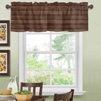 2 Pack Kitchen Valance for Windows, Farm Brown Wood Board Light Filtering Rod Pocket Valances Short Curtain, Vintage Farmhouses Barn Window Curtain for Bedroom Bathroom Living Room 42x12in