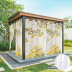 Summer Outdoor Curtains for Patio Lemon Gnome Leaf Linen Texture Waterproof Outside Curtains with Grommet Top Weatherproof Curtain for Cabana Pergola Gazebo, 1 Panel, 54" W x 95" L