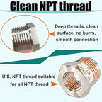 1" NPT Male to 3/4" NPT Female Hex Bushing Reducer, 304 Stainless Steel NPT Reducing Adapter Pipe Fitting, Heavy Duty Pipe Hex Bushing for Reducing Pipe (1” MNPT x 3/4” FNPT)