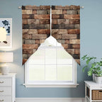 Western Barn Door Swag Valances for Windows, Vintage Farmhouses Wooden Door Brown Rod Pocket Kitchen Curtains Valance, Small Window Curtains Swag for Cafe Bathroom Living Room, 2 Panels, 28x36 inch