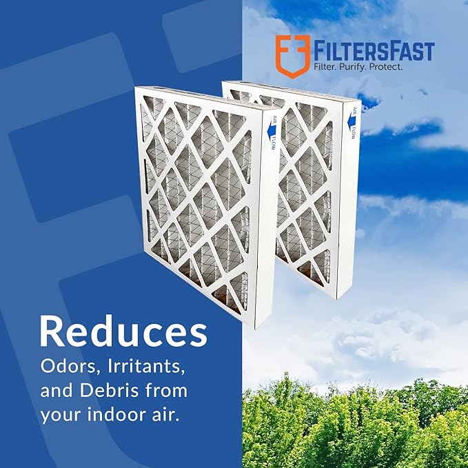 Filters Fast 12x24x2 Pleated Air Filter Merv 11, 2 Inch AC Furnace Air Filters, Made in the USA, Actual Size 11.375x23.375x1.75 6 Pack