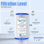 5" x 2.5" Cold Plunge Filter 20 Micron – Fits The Pod Ice Cold Plunge Water Chiller, Cold Plunge Filters, and Under Kitchen Sink Systems (4)