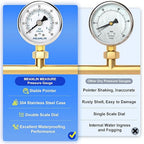 MEANLIN MEASURE 0~60Psi Dry Pressure Gauge Stainless Steel 1/4" NPT 2" FACE DIAL Waterproof for Pool Filter Pump Oil Air Compressor Tire Pressure Tester Lower Mount with 1/2" NPT and 3/8" NPT Hex Bush