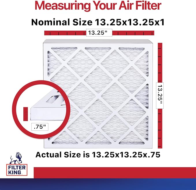 Filter King 13.25x13.25x1 Air Filter | 4-PACK | MERV 11 HVAC Pleated A/C Furnace Filters | MADE IN USA | Actual Size: 13.25 x 13.25 x .75"