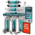 NU Aqua 7-Stage (12 Step Filtration) UV & Alkaline Under Sink Reverse Osmosis Water Filter System - 100 GPD RO Filtration & Remineralization - 100GPD Undersink - Home Kitchen Drinking Purifier