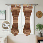 Brown Western Bathroom Curtains 63 Inch Length, Window Curtains Tab Top, Vintage Farmhouse Wood Barn Door Light Filtering Window Treatments Drapes 52"x63" 2 Panel