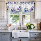Spring Flowers Curtain Valances for Windows, Kitchen Valance Window Treatment, Watercolor Garden Florals Wooden Grain Light Filtering Block Curtains for Bathroom/Bedroom/Living Room 42'' x 12''