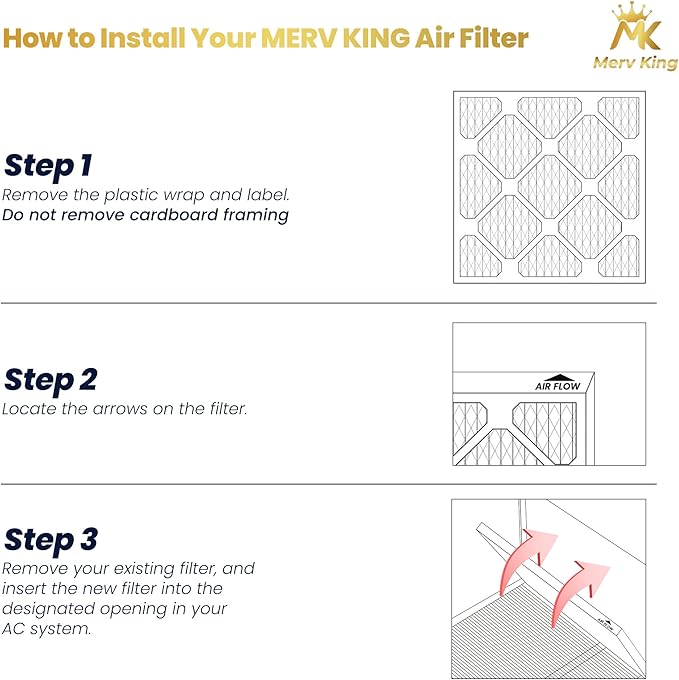 MervKing 20x25x5 Air Filter Actual Size: 19.88" x 24.88" x 4.38" MERV 11 MPR 1000-1200 | MADE IN USA | 1-Pack | Pleated HVAC AC Furnace Replacement