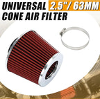 PTNHZ Universal Red 2.5" 63mm High Flow Cold Air Intake Cone Air Filter Power Intake Air Inlet System Air Cleaner
