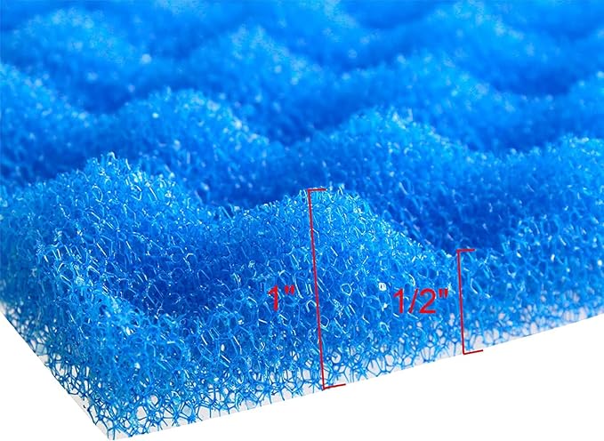 Wave Point Aquarium Bio Sponge Foam Filter Media Pad Cut-to-fit for Fish Tank Sump Pond 17" x 11" x 1/2" to 1" (2 Sets (6 PCS))