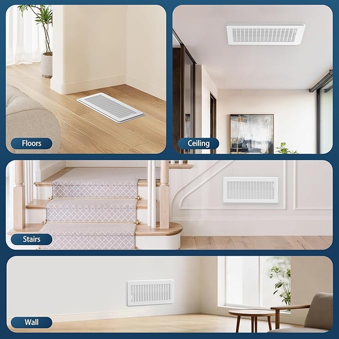 Magnetic Vent Covers with Vent Screen 5.1x11.3 Inch, White Mesh Vent Covers for Floor, Wall, Ceiling Air Vents to Block Dust, Pet Hair, Fits Standard HVAC Floor Registers in Home, RV, 3 Pack