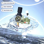 NPT 1/4 Air Regulator with Gauge,Air Compressor Water Separator with Accessories,Pneumatic Compressed Air Filter Pressure Oil Trap(AC2010-02)