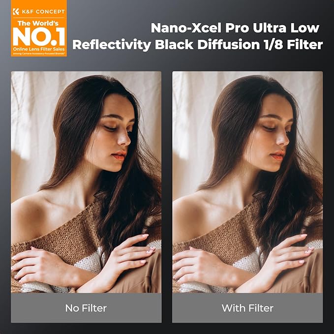 K&F CONCEPT 72mm Black Diffusion 1/8 Filter Mist Cinematic Effect Black Diffusion Filter with 36 Multi-Layer Coatings for Video/Vlog/Portrait Photography (XPRO Series)