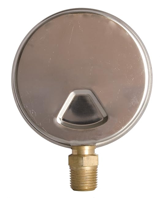 4" Oil Filled Vacuum Pressure Gauge - Stainless Steel Case, Brass, 1/2" NPT, Lower Mount Connection, 30HG/30PSI