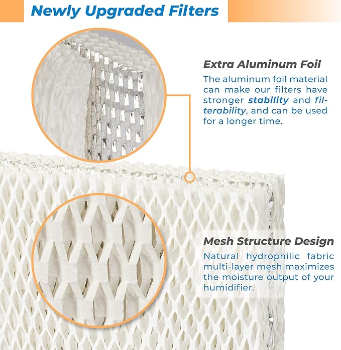 ANTOBLE 2 Pack WF813 Humidifier Filter Replacement for ReliOn RCM-832 RCM-832N, ProCare PCWF813 PCWF-813 PCCM-840 PCCM-832N, Equate EQWF813 EQ 2119-UL Cool Mist Humidifier Filters