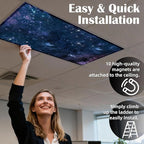 4 Pcs Fluorescent Light Covers - Classroom, Office 4 x 2 Feet Flame Retardant Magnetic Covers for Ceiling Lights Filters (Starry Sky)