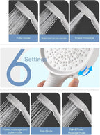Cobbe Filtered Shower Head with Handheld, High Pressure 6 Spray Mode Showerhead with Filters, Water Softener Filters Beads for Hard Water - Remove Chlorine - Reduces Dry Itchy Skin, White