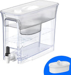 Waterdrop 35-Cup Slim Water Filter Dispenser, Large Capacity, 200-Gallon Long-Life, Faster Filtration, Reduces Chlorine, PFOA/PFOS and More, BPA Free, White (with 1 Filter)