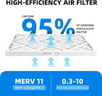 (6 Pack) 10x24x1 Air Filter, MPR 1200 & FPR 7, MERV 11 Pleated Air Filter (Actual Size: 9.75"x23.75"x0.75")