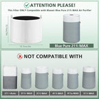 1 Pack 211i Max Replacement Fil-ter Compatible with BLUEAIR Blue Pure 211i Max Air Pur-ifier, Ture HEPA & Activated Carbon Replacement Fi-lter