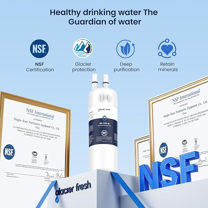GLACIER FRESH Refrigerator Water Filter Compatible with W10295370A, EDR1RXD1, WHR1RXD1, KAD1RXD1, Filter 1, W10295370, P4RFWB, P8RFWB2L, 46-9930, 46-9081 Refrigerator Water Filter 1 Pack