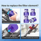 V10 Filter Replacement for Dyson V10 Cyclone Series, V10 Absolute, V10 Animal, V10 Total Clean, Replace Part No. 969082-01,4 Pack Filters and 1 Clean Brush