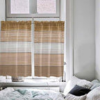 Retro Farm Wood Board Window Valance Curtains, Brown Graduality Striped Light Filtering Kitchen Valance with 3-inch Rod Pocket for Living Room Bathroom Bedroom,2 Panel,52x45In