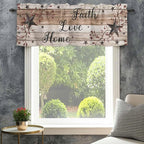 Rustic Star Brown Curtain Valances for Windows, Kitchen Valance Window Treatment, Vintage Plants Berry Wooden Grain Light Filtering Block Curtains for Bathroom/Bedroom/Living Room 42'' x 18''