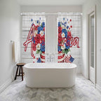 Independence Day Window Curtains 72 Inch Long 2 Panel Set, Rod Pocket Long Curtains & Drapes, 4 of July Rose Wooden Grain Vintage Light Filtering Window Treatment for Bedroom Living Room 52"W x 72"L