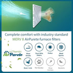 20x20x1 Air Filters | AirPurete AP-3M20201 HVAC AC Furnace Air Filters | Actual Size: 19.50" x 19.50" x 0.75" | MERV 8, MPR 600 (Pack of 6)