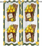 Lemon Outdoor Curtains for Patio Lemons in Baskets Summer Tropical Plants Green Waterproof Outside Curtains with Grommet Top Weatherproof Curtain for Cabana Pergola Gazebo, 2 Pack, 54" W x 108" L
