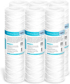 Membrane Solutions 20 Micron 10"x2.5" String Wound Whole House Water Filter Replacement Cartridge Universal Sediment Filters for Well Water - 6 Pack