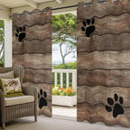 Wood Grain Outdoor Curtains for Patio Claws Animals Wooden Brown Vintage Waterproof Outside Curtains with Grommet Top Weatherproof Curtain for Cabana Pergola Gazebo, 2 Pack, 54" W x 84" L