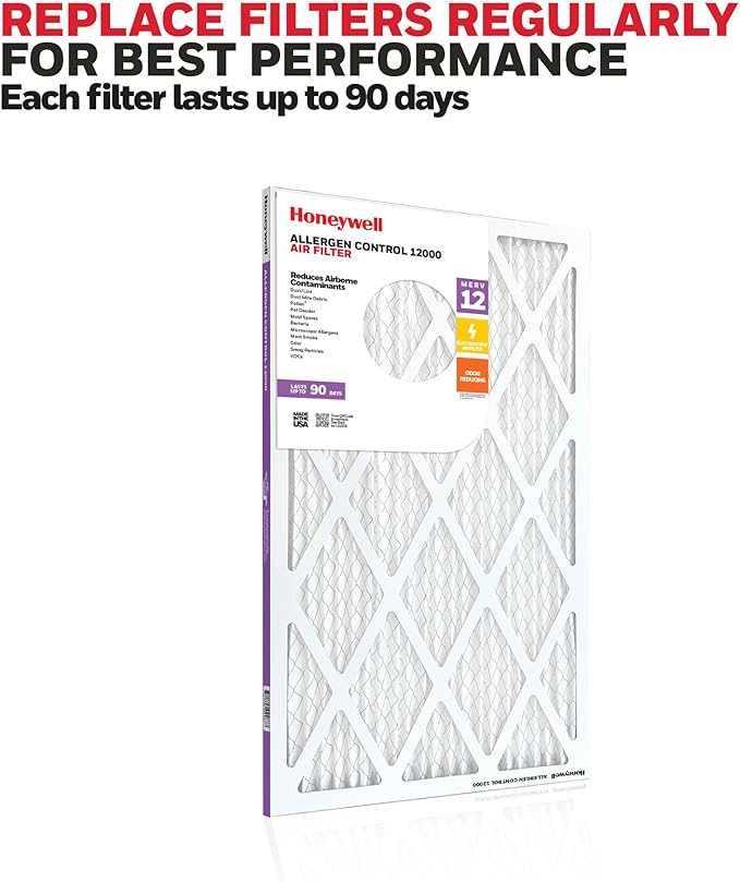 Honeywell 20x30x1 MERV 12 Electrostatic Pleated HVAC AC Furnace Air Filter (12-Pack) | Replacement Filter for Home Use | Made in USA