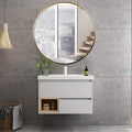 Round LED Bathroom Mirror Demister Pad IP44 Vanity Large Mirror Cold Light Dressing Wall Mirror (Color : Cold Light Size : 60cm) (Gold 80cm)