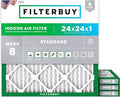 Filterbuy 24x24x1 Air Filter MERV 8 Essential Dust & Allergy Defense (4-Pack), Electrostatic Pleated HVAC AC Furnace Filters Replacement, Made in USA (Actual Size: 23.38 x 23.38 x 0.75)